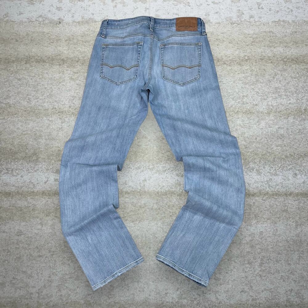 Vintage Y2K American Eagle Jeans 29x32 Skinny Fit Light Wash Tan Logo Tab